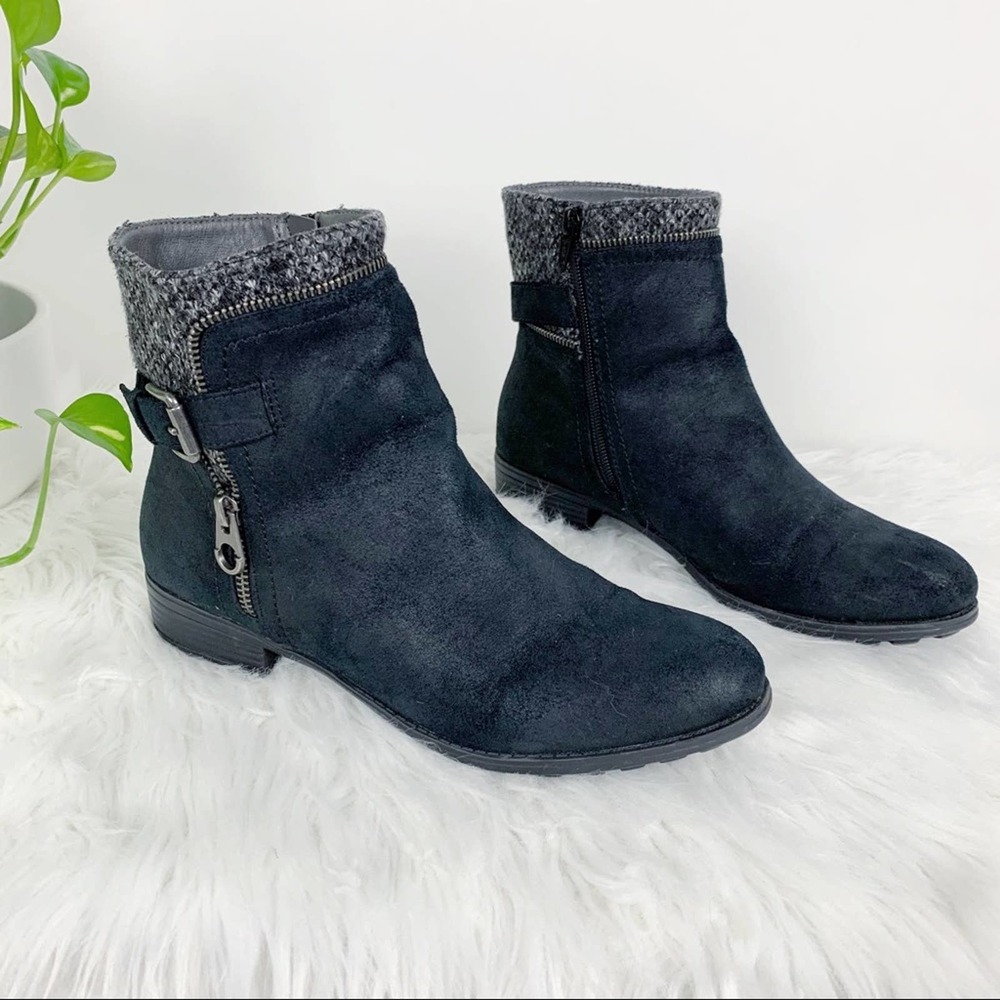 White Mountain | Randolph Black Faux Suede Sweater Ankle Boots Size 8.5